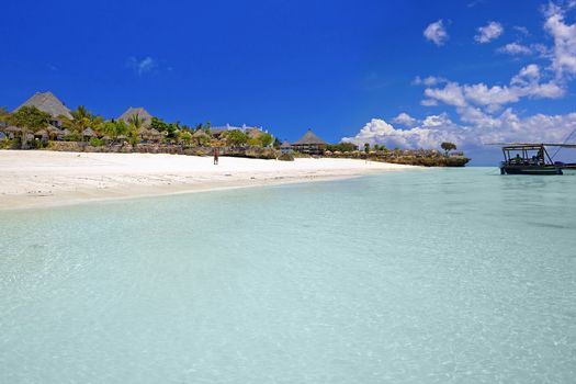 Crystal clear waters at Zanzibar beach in Tanzania