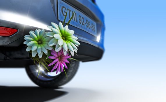 ecologic fuel concept with flowers