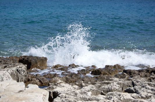 wave breaking on the shore