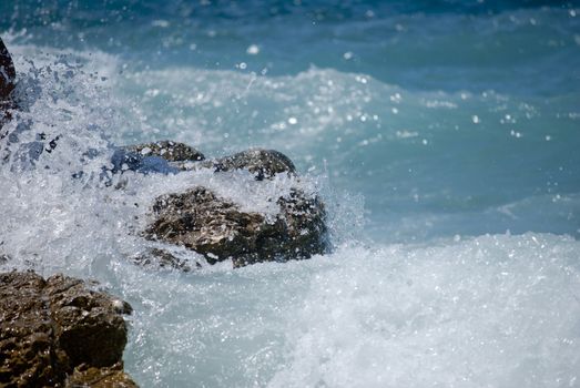 waves breaking on the shore