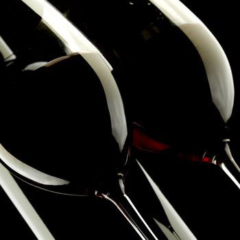 Red Wine Glass silhouette Black Background