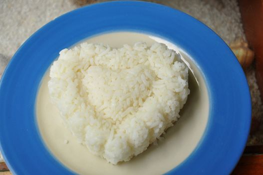 Heart rice in the plate.