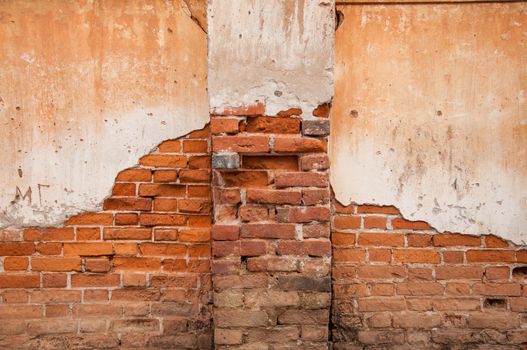 Old brick wall at Chiang Khan, Loei, Thailand.