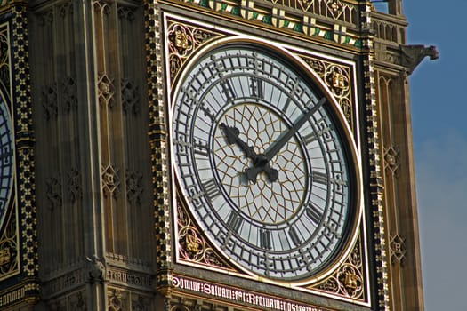 Ten past ten on Big Ben taken in close-up