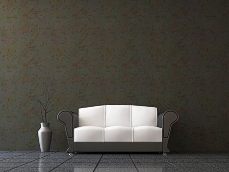 Sofa with a vase near the wall