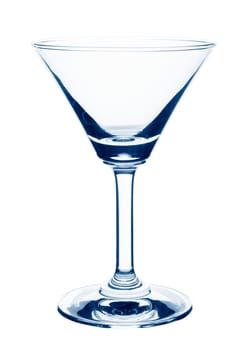 Empty glass of martini on white background
