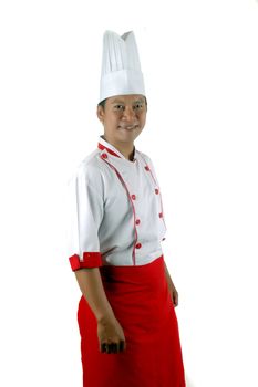 asian chef portrait isolated on white background