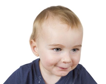 portrait of young child on white background