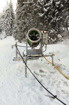 Close up of artificial snow making machine 