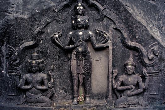 Carved stone at Vat Phou, Khmer temple in Champasak, the southern of Laos