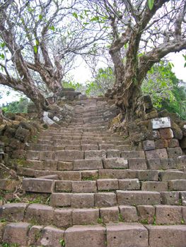 Vat Phou stone stairs