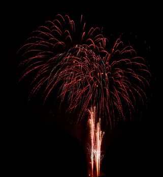 Colorful fireworks on the black sky background