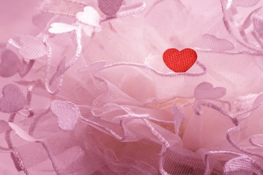 sweet heart lace decorated fabric
