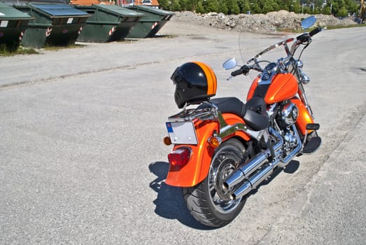 Harley Davidson parked near the Tista River in Halden city