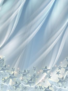 shining silver stars over grey background, abstract christmas card