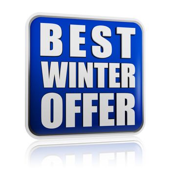 best winter offer 3d blue banner with white text, business concept