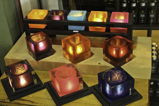aroma candle in the colorful box glasses