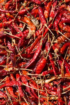 close up dry red chili pepper can use as background