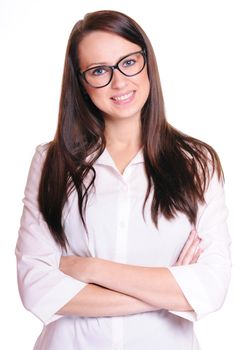 pretty young woman with glasses