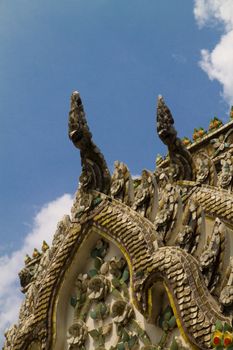 Roof old temple in grand palace bangkok thailand