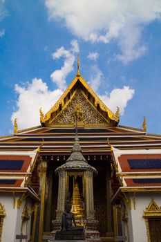 The temple Wat phra kaeo in the Grand palace area, one of the major tourism attraction in Bangkok, Thailand