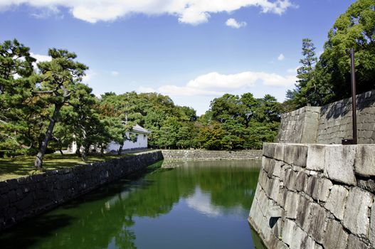 Japanese garden at shijo castle, kyoto, japan 