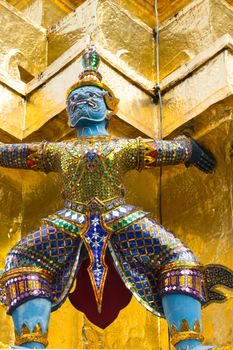 Bangkok, Grand Palace, The Green Demon Guard statue.