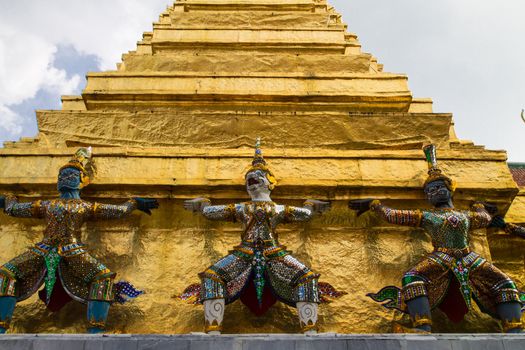 Bangkok, Grand Palace, The Green Demon Guard statue.