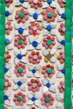 Ornamental ceramic flowers on a pavilion of the Grand Palace,Bangkok.