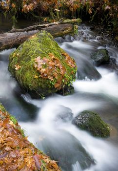 Water flows throughthe rocks during the fall in Munson Creek Oregon
