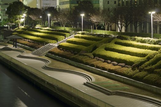 night terrace gardens in Tokyo city, Japan
