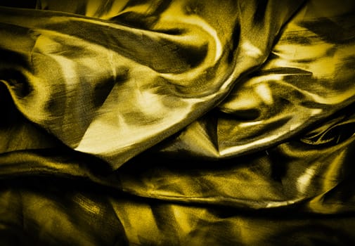 Illustration with yellow silk cloth with folds.