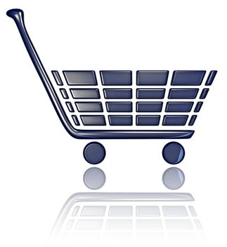 A 3D shopping cart with reflection