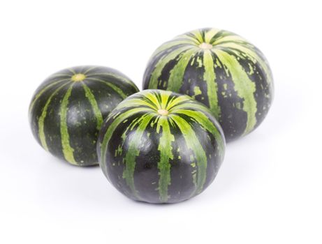 Green striped pumpkins isolated on white  background