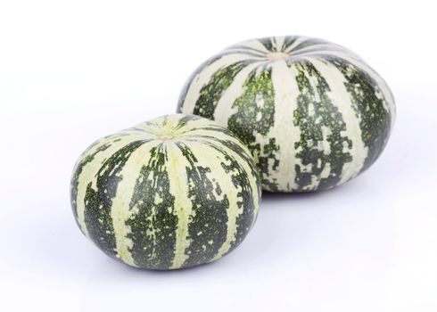 Green striped pumpkins isolated on white  background