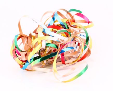 Party streamers isolated on white background