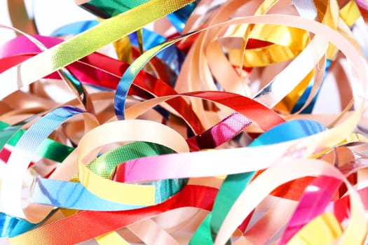 Party streamers isolated on white background. Close up