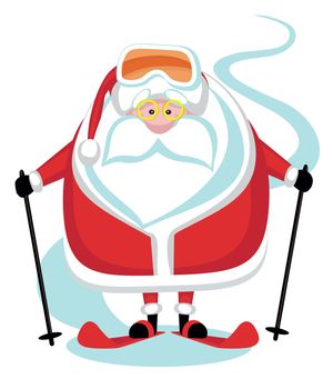 Cartoon Santa Skier