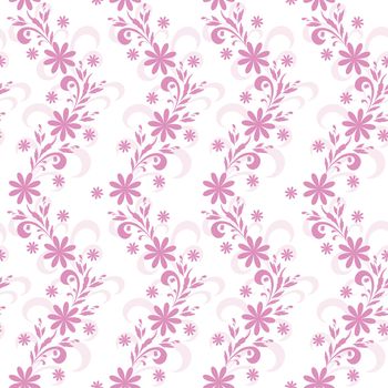 Seamless floral background, lilac symbolical silhouette flowers on white