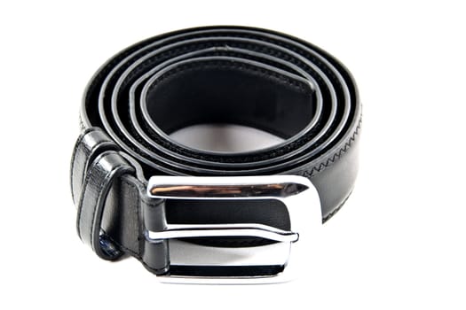 Black leather belt with a metal head.