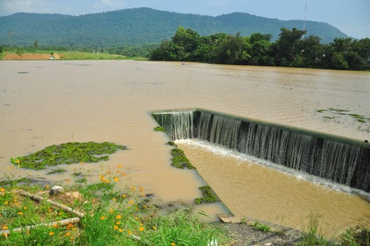 Spill way of water reservoir, Thailand.