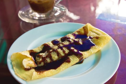 Crepe with Banana and Chocolate sauce