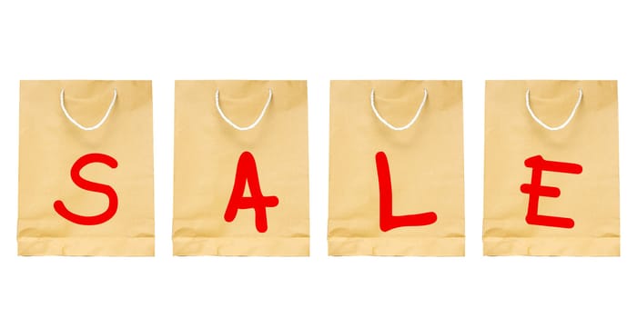 text "SALE" on shopping brown  paper bag.