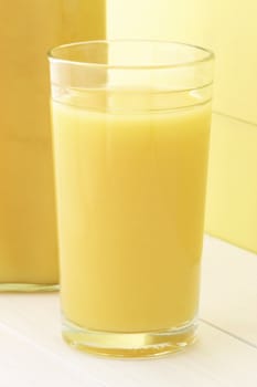 Fresh squeezed orange juice made by extraction from the most sweet and delicious fresh fruit.