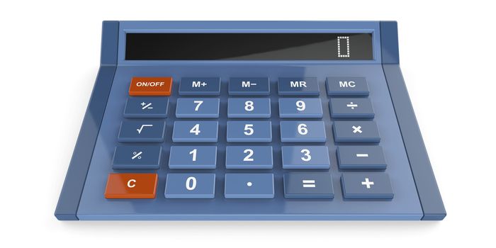 Blue calculator on white background
