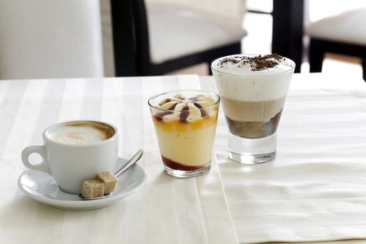 coffee and cocktails on a table at restaurant