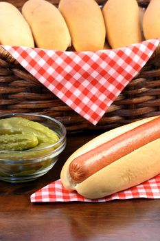 hot dog ingredients on a nice table setting rich in colors and flavors perfect for picknicks 