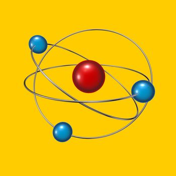 molecule model on yellow background - 3d illustration