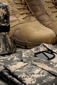 army deployment  military desert boots and tag chains, when the time comes our soldiers are ready.