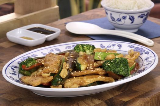 chinese chop suey or chicken breast with vegetables delicious chinese-american dish
